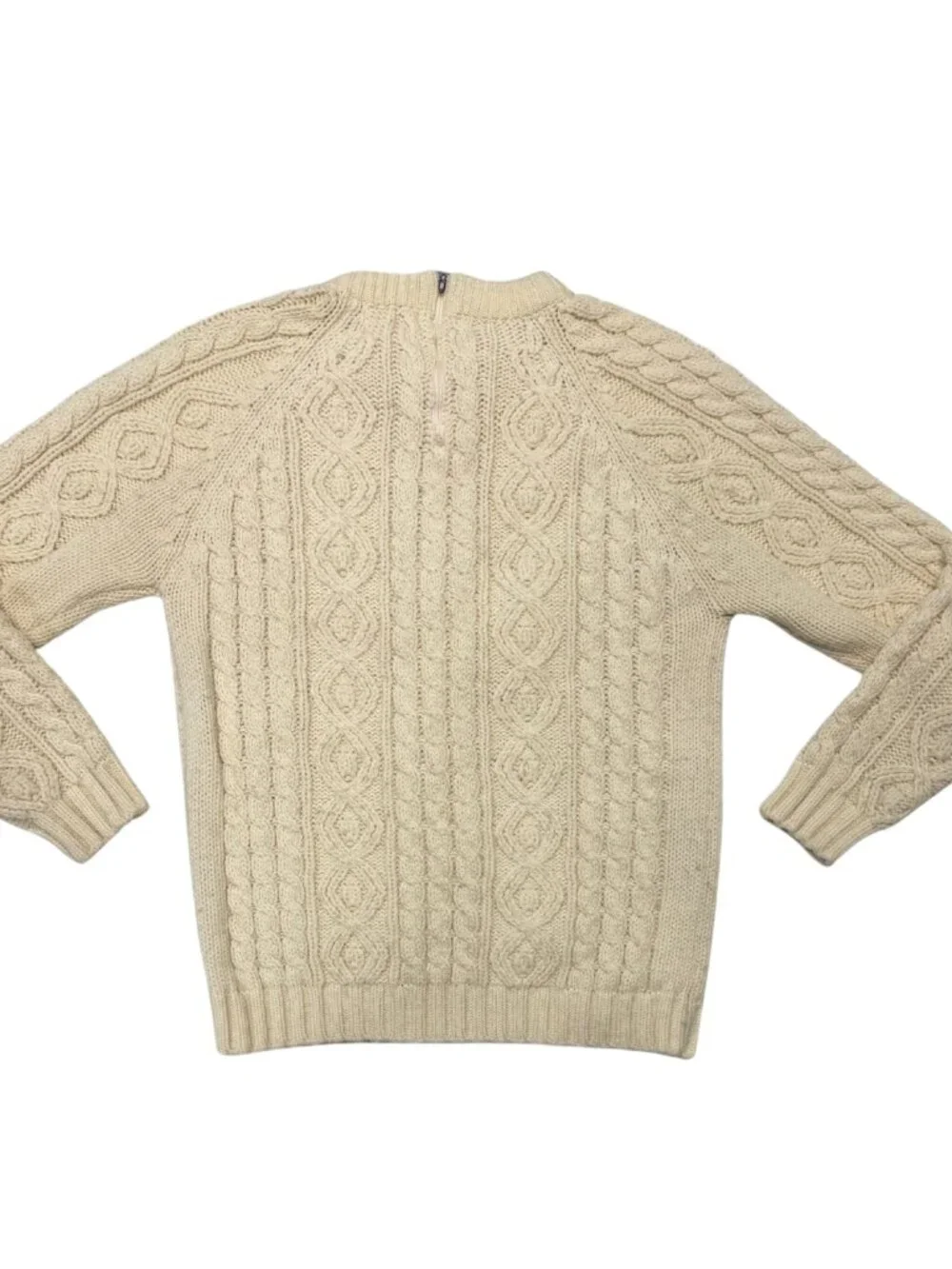 Vintage 90s White Cream Cable Knit Chunky Fisherman's Sweater Size Small/Medium